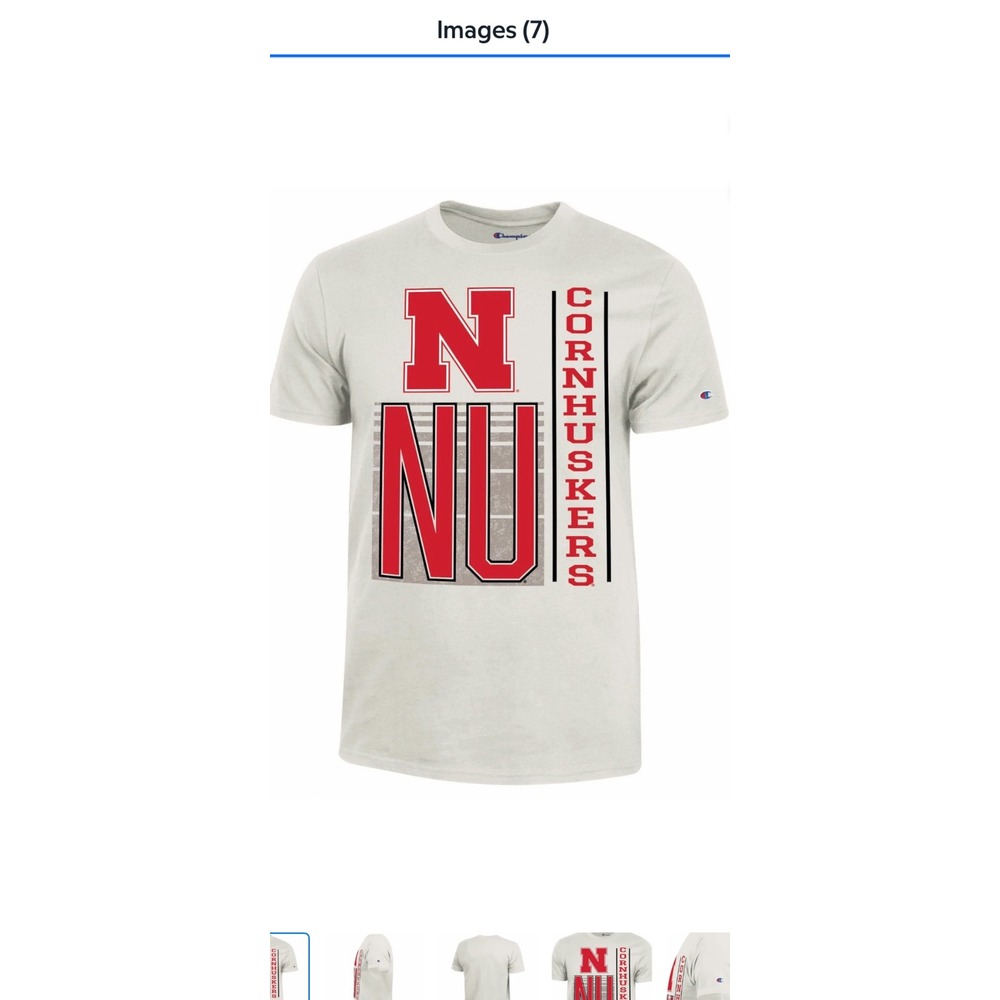 Champion Nebraska Cornhuskers Mens Grey Graphic T-Shirt NWT L - Picture 1 of 9